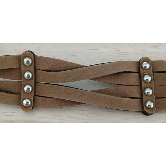 Women's Braided Belt with Rhinestones Size 9 Faux Leather Look with Flaws Size 9 - Picture 11 of 12